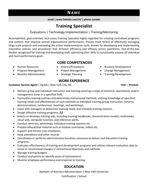 Free skills trainings resume .